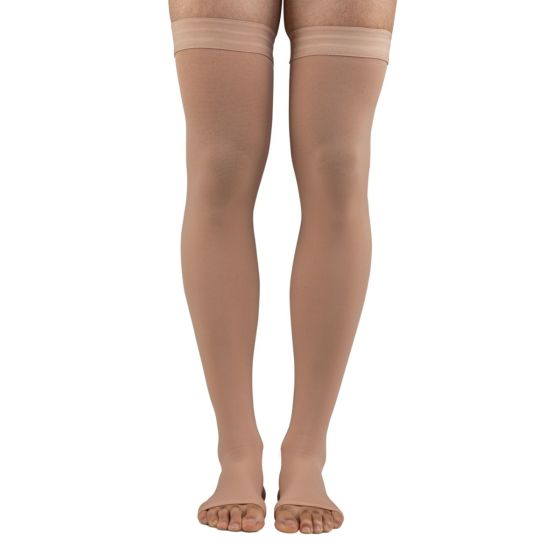 Dr. Comfort Microfiber Opaque +Plus 20-30 Thigh High Open Toe Unisex Compression Stockings