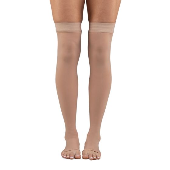Dr. Comfort Microfiber Opaque +Plus 30-40 Thigh High Open Toe Unisex Compression Stockings