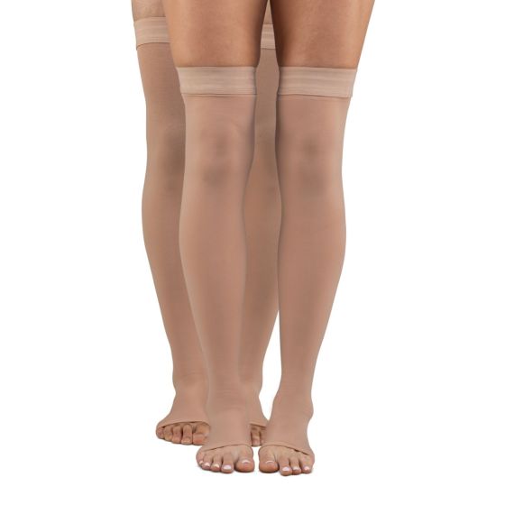 dr. comfort Microfiber Opaque +Plus 30-40 Thigh High Open Toe Unisex Compression Stockings