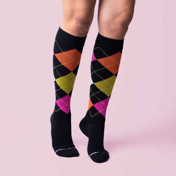 Dr. Motion Argyle | Knee-High Compression Socks For Women