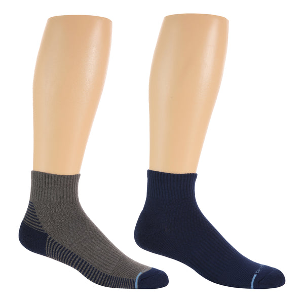 dr. motion Back Stripes Ribbed Cuff | Quarter Compression Socks For Men