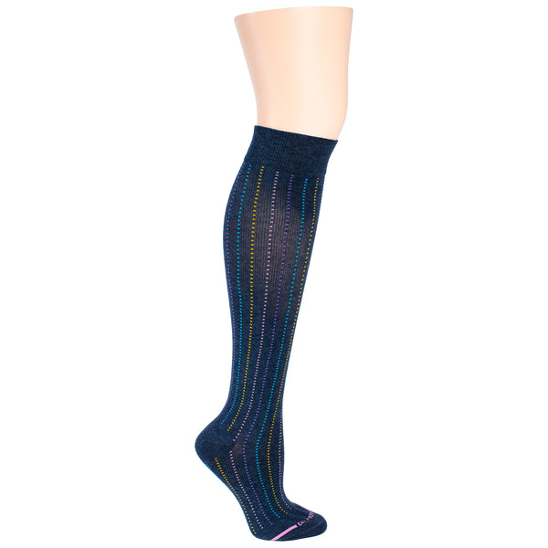 Dr. Motion Broken Vertical Stripe | Knee-High Compression Socks For Women