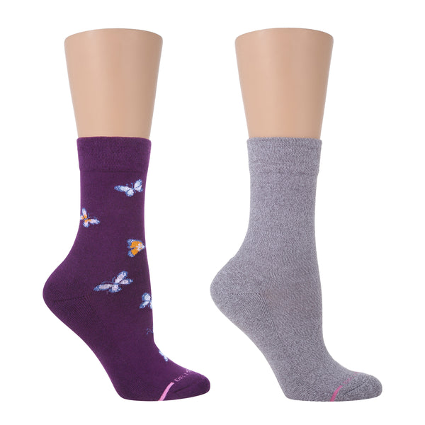 dr. motion Butterflies | Diabetic Half-Cushion Socks For Women