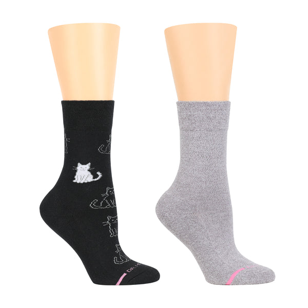 dr. motion Cat Outline | Diabetic Half-Cushion Socks For Women