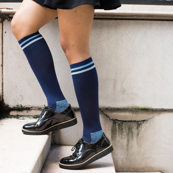 Dr. Motion Cuff Stripe | Knee-High Compression Socks For Women