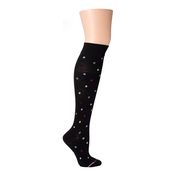 dr. motion Dancing Dots | Wide Calf Knee-High Compression Socks For Women dr. motion Dancing Dots | Wide Calf Knee-High Compression Socks For Women