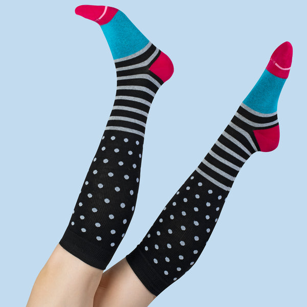 Dr. Motion Dots & Stripes | Knee-High Compression Socks For Women