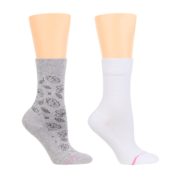 dr. motion Floral Outline | Diabetic Half-Cushion Socks For Women