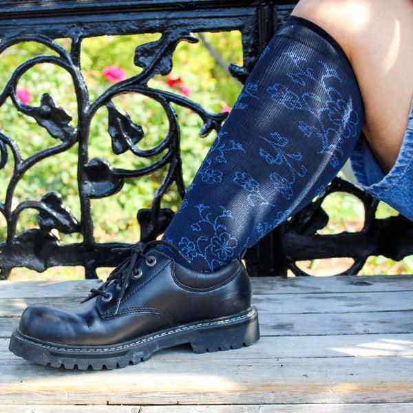 Dr. Motion Floral Pattern | Wide Calf Knee-High Compression Socks For Women
