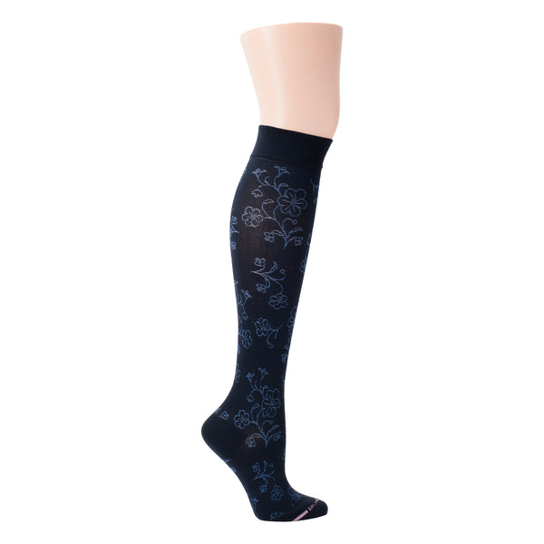 dr. motion Floral Pattern | Wide Calf Knee-High Compression Socks For Women dr. motion Floral Pattern | Wide Calf Knee-High Compression Socks For Women