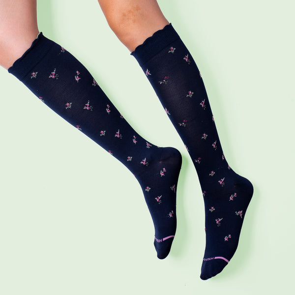 Dr. Motion Liberty Flower | Knee-High Compression Socks For Women