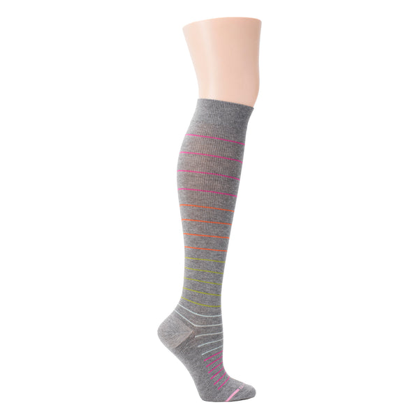 Dr. Motion Multi-Color Pinstripe | Knee-High Compression Socks For Women