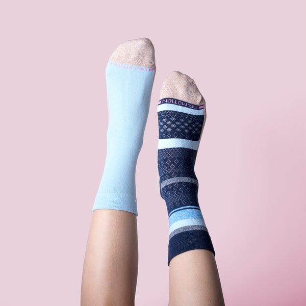 Dr. Motion Multi Stripe Texture | Diabetic Half-Cushion Socks For Women