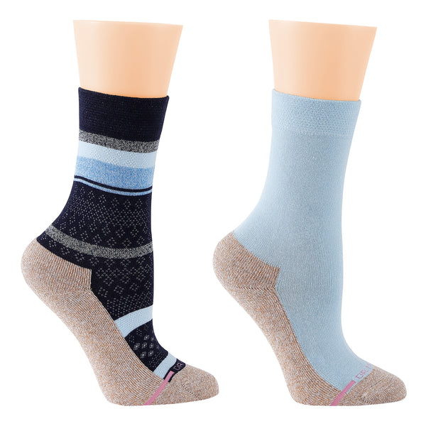 dr. motion Multi Stripe Texture | Diabetic Half-Cushion Socks For Women