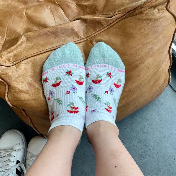 Dr. Motion Mushroom Floral | Ankle Compression Socks For Women