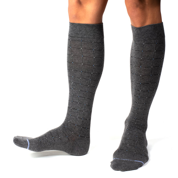 Dr. Motion Pin Dot Grid | Knee-High Compression Socks For Men