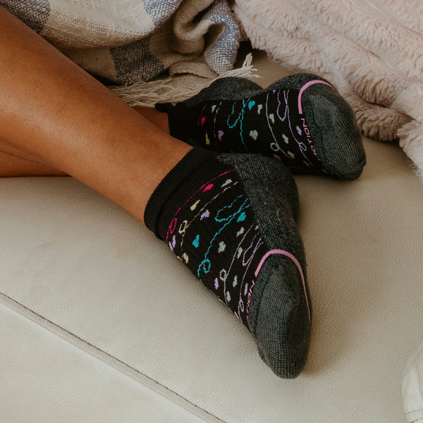 Dr. Motion Scribble Hearts | Ankle Compression Socks For Women