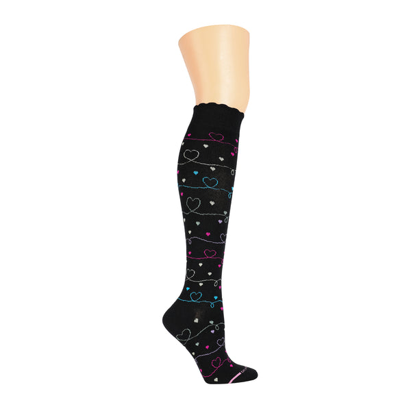 dr. motion Scribble Hearts | Knee-High Compression Socks For Women