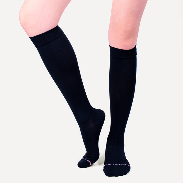 Dr. Motion Solid Microfiber Nylon | Knee-High Compression Socks For Women