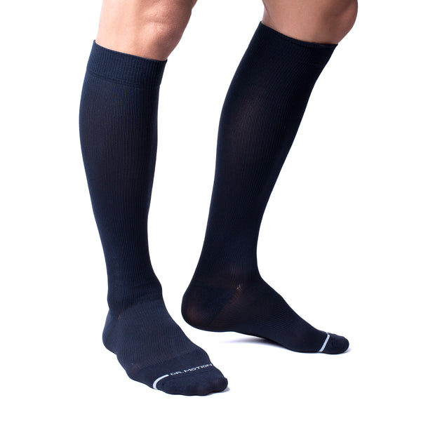 Dr. Motion Solid Microfiber Nylon | Knee-High Compression Socks For Men