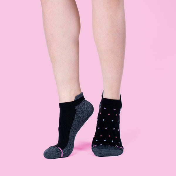 Dr. Motion Tri Color Dots | Ankle Compression Socks For Women
