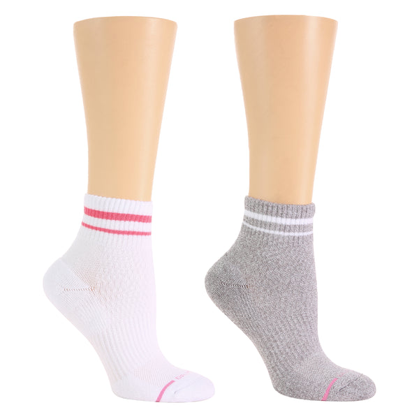 dr. motion Varied Varsity Ribbed Cuff | Quarter Compression Socks For Women