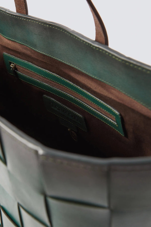 Dragon Diffusion Japan Tote Forest Green W/ Flat Dark Brown Handles