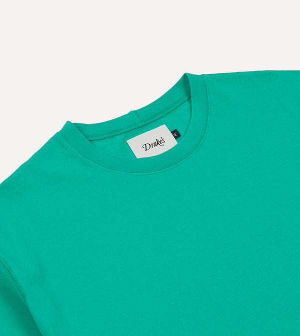 Drake's Antique Green Lightweight Cotton Crew Neck Hiking T-Shirt