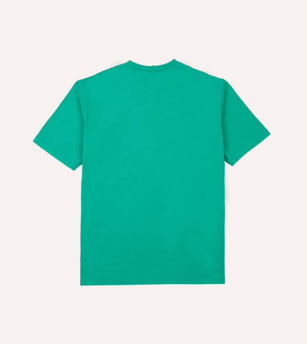 Drake's Antique Green Lightweight Cotton Crew Neck Hiking T-Shirt
