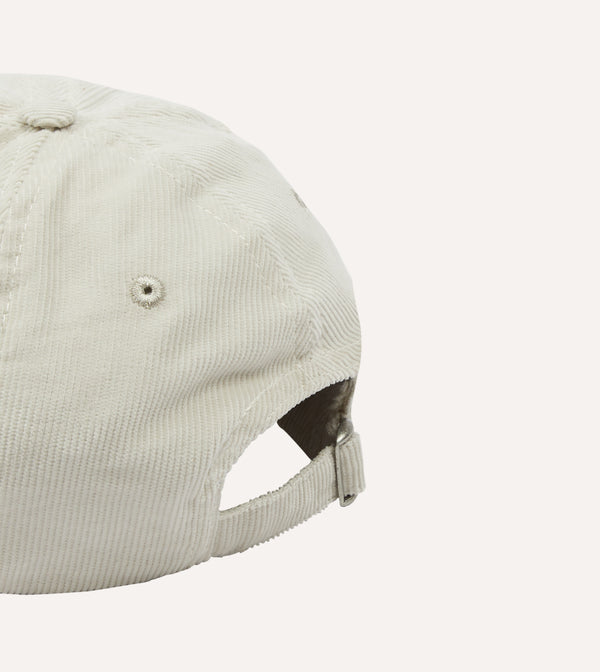 Drake's Antique White Duck Emblem Cotton Corduroy Baseball Cap