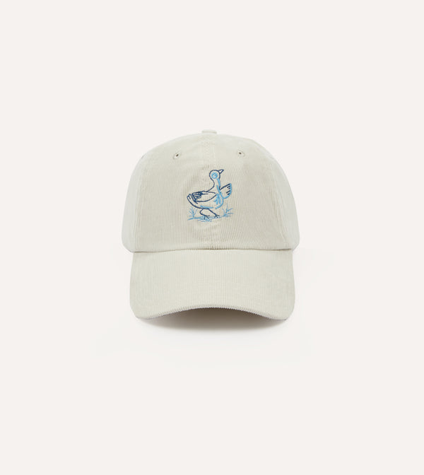 drake's Antique White Duck Emblem Cotton Corduroy Baseball Cap