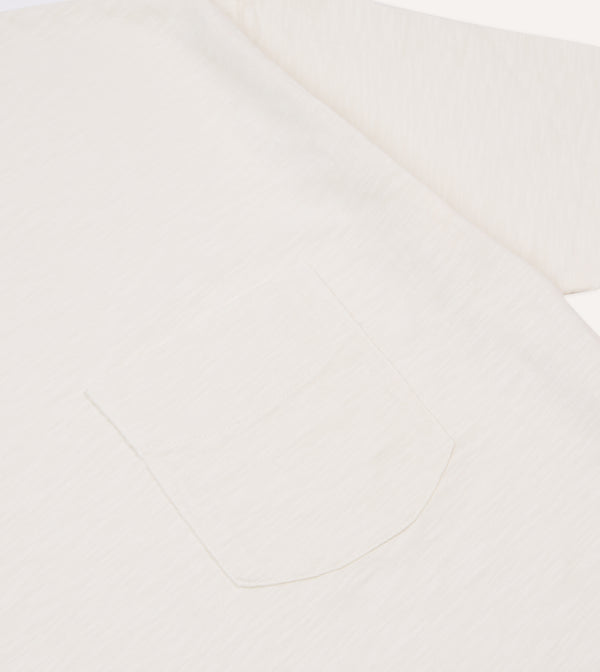 Drake's Antique White Flamé Cotton Crew Neck Hiking T-Shirt