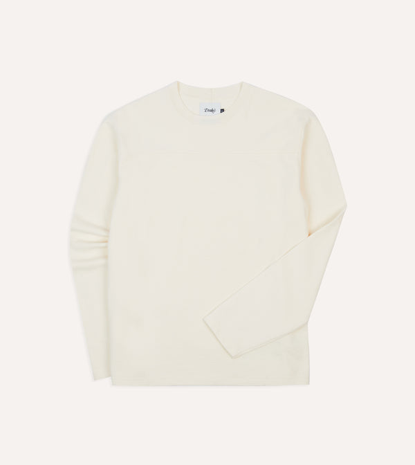 drake's Antique White Panelled Cotton Training T-Shirt