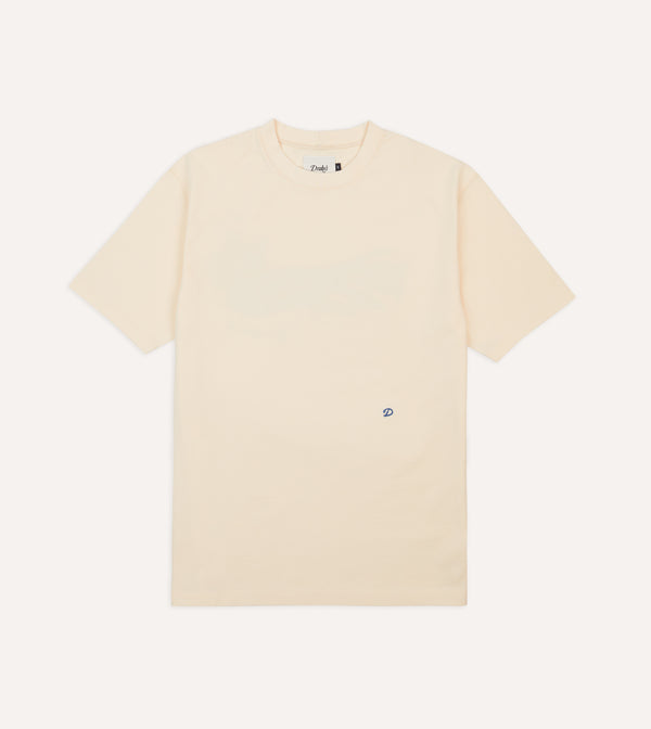 Drake's Antique White Peacock Print Short-Sleeve Hiking T-Shirt