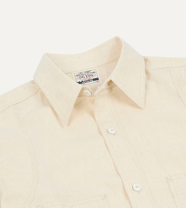 Drake's Big Yank '1920' Ecru Cotton-Linen Twill Flyer Shirt