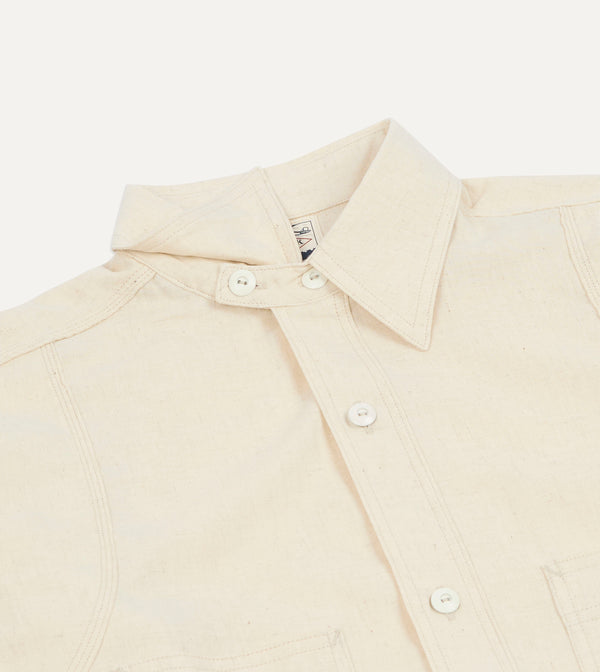 Drake's Big Yank '1920' Ecru Cotton-Linen Twill Flyer Shirt