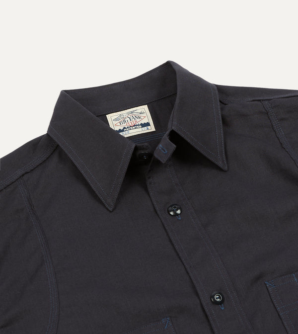 Drake's Big Yank '1920' Indigo Cotton-Linen Twill Flyer Shirt
