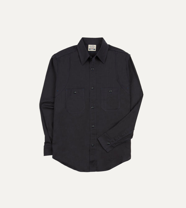 drake's Big Yank '1920' Indigo Cotton-Linen Twill Flyer Shirt