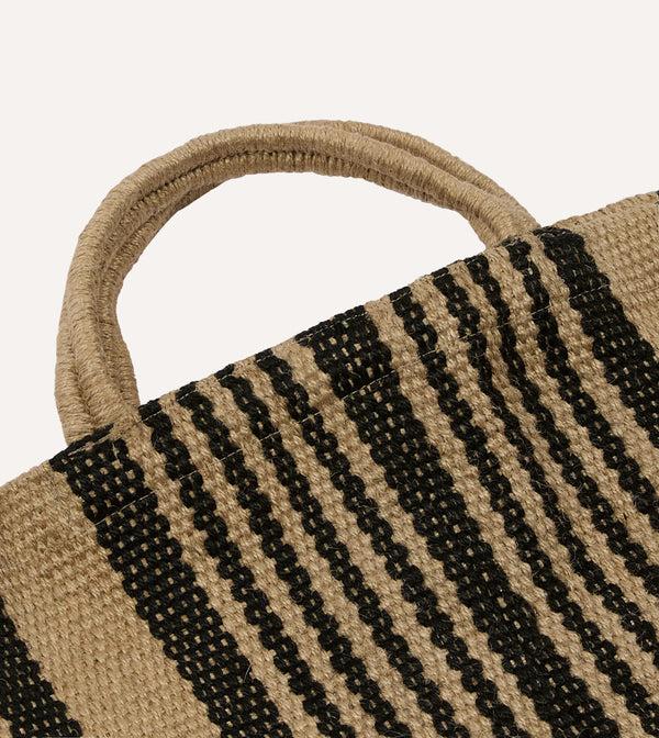 Drake's Black And Beige Maison Bengal Extra Large Jute Poresh Tote Bag