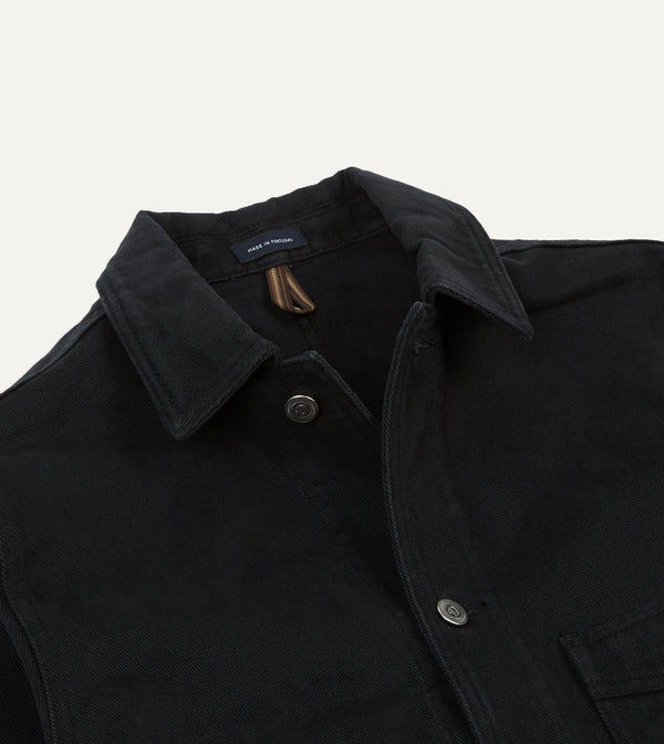 Drake's Black Heavy Twill Cotton Five-Pocket Chore Jacket