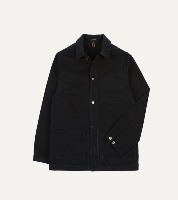 drake's Black Heavy Twill Cotton Five-Pocket Chore Jacket