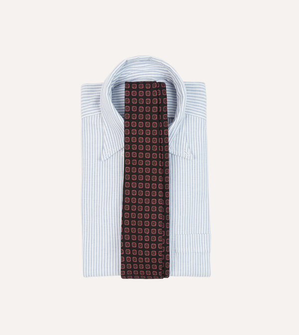 Drake's Black Red And Green Diamond Print Check Self-Tipped Wool Tie
