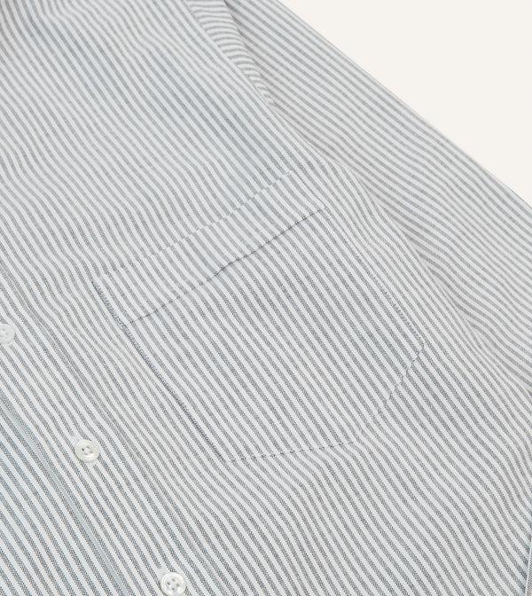 Drake's Black Ticking Stripe Cotton Oxford Cloth Button-Down Shirt