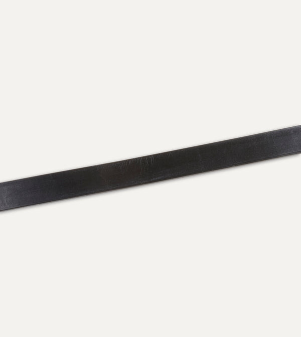 Drake's Black Unlined Bridle Leather Belt With Brass Buckle