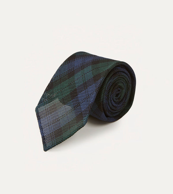 Drake's Blackwatch Fine Woven Grenadine Silk Hand Rolled Tie