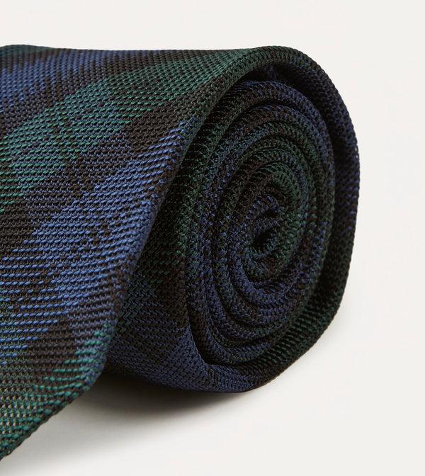 Drake's Blackwatch Fine Woven Grenadine Silk Hand Rolled Tie
