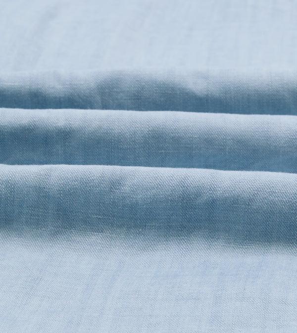 Drake's Bleach Wash Cotton-Linen Long Point Collar Work Shirt