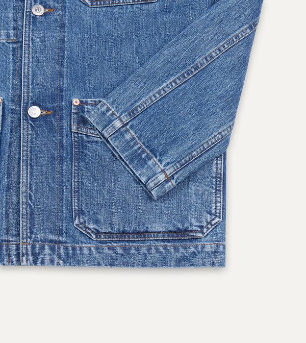 Drake's Bleach Wash Selvedge Denim Five-Pocket Chore Jacket