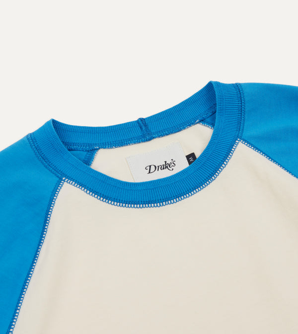 Drake's Blue And Antique White Raglan Sleeve Hiking T-Shirt