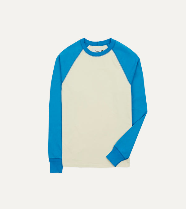 drake's Blue and Antique White Raglan Sleeve Hiking T-Shirt
